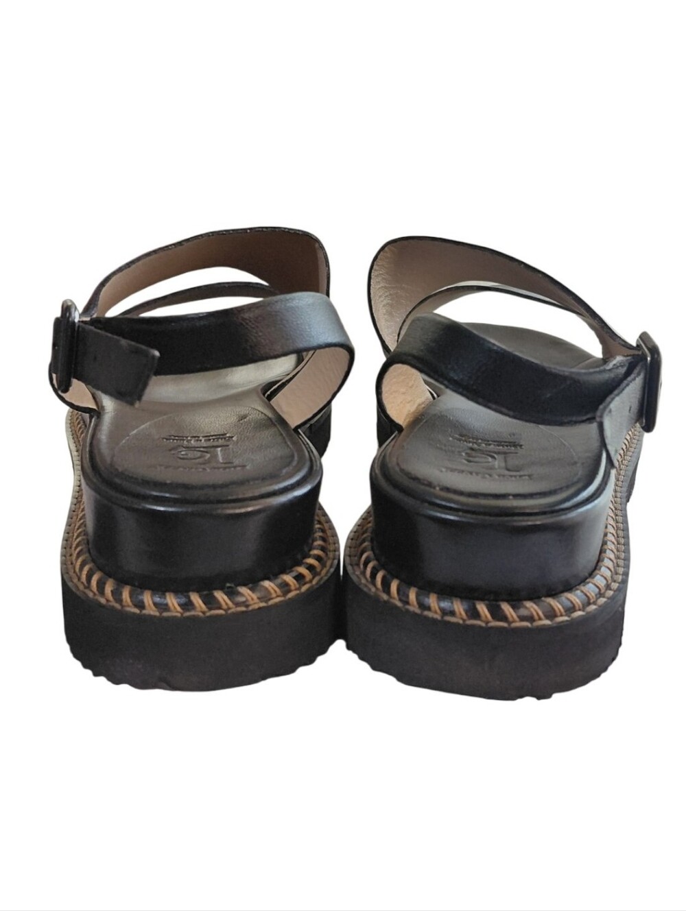 Women's Black Platform Slingback Sandals with Chunky Lug Sole Size 7-8 - Picture 9 of 12
